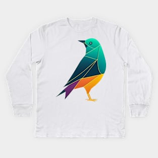 Paradise Bird - Geometric bird design for the environment Kids Long Sleeve T-Shirt